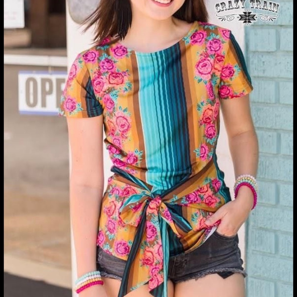Crazy Train Rose & Serape Tie Tee
